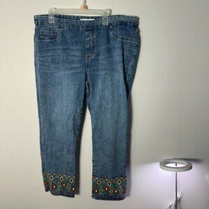 EUC Tribal Jeans Womens Denim Beaded Cuffs 18W 18